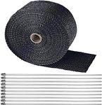 Exhaust Heat Tape, Car Exhaust Wrap, Deecam 5M Black Glass Fiber Thermal Tape with Stainless Steel Cable Ties, Used for Motorcycle Auto Exhaust Manifold Heat Insulation Tape