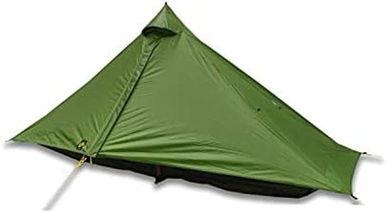 Six Moon Designs Lunar Solo Green 1 Person Ultralight Tent. 26 oz. Backpacking Tent. 100% Silicone Coated Polyester Material for Reduced Fabric Stretch & Volume. Trekking Pole Setup.