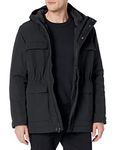 Amazon Essentials Men's Relaxed-Fit Water-Repellent Recycled Polyester Hooded Parka (Previously Amazon Aware), Washed Black, XS