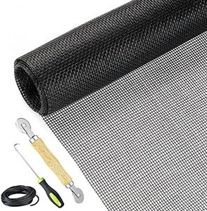 Screen Repair Kit Easy DIY Project 36" x 90" Fiberglass Screen Mesh with Rolling Tool and Screen Retainer Spline Screen Replacement kit for Windows Sliding Doors and Patio Screens(Black)