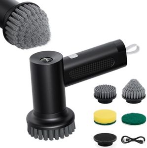 StarVal Electric Spin Scrubber, 2000 mAh Cordless Power Scrubber with 4 Replaceable Heads, 2 Speeds Portable Handheld Spin Scrubber for Cleaning Sink/Stove/Corner/Tile/Grout/Bowl (Black)