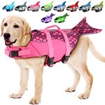 EMUST Large Dog Life Jacket, Dog Mermaid Life Vests for Swimming, Adjustable Dog Flotation Vest Swimsuits with Lift Handle for Small, Medium, Large Dogs, XL