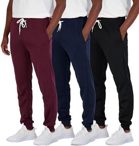 3 Pack Mens Men Big & Tall King French Terry Joggers Tech Fleece Active Sweatpants Sports Athletic Workout Training Jogger Men's Track Gym Pants Casual Quick Pockets Elastic Bottoms - Set 2, 4X