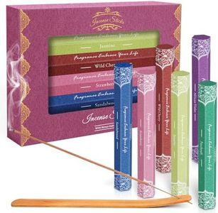 SCENTORINI Bâtonts d'Encens, Divers Parfums, Bois de Santal, Patchouli, Violette, Fraise, Jasmin, Cerise, avec Support de Bâtonnets d'Encens