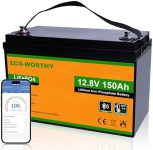 ECO-WORTHY 12V 150Ah Bluetooth LiFePO4 Lithium Battery, Built-in 120A BMS with Low-Temp Protection, Up to 15000 Cycles, Perfect for RV, Solar System, Trolling Motors etc.