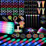 New 250 PCs Glow Party Supplies, 25 PCs Foam Glow Sticks, 25 PCs LED Glasses and 200 PCS Glow Sticks Bracelets, Neon Party Favors for Glow Party