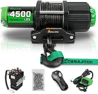 STIMULATER 4500LB ATV/UTV Winch12V, with Synthetic Rope,Winch with Wireless Remote and Wired Switch,with Hawse Fairlead,with Hook,IP67 Waterproof,Suitable for Most ATVs and UTVs