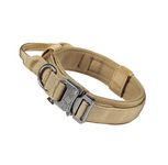 Pet a pet Tactical Military Dog Collar,Made With Premium Reinforced Nylon,Durable And Soft,Has Control Handle And Buckle For Safety And Convenience,Adjustable (L,Sandstone Brown),20.8 cm,W_1.5 cm