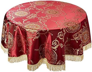 Violet Linen Prestige Damask Design Tablecloth, 60 in Round, Burgundy