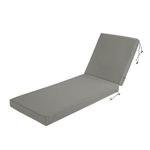 Codi Lounge Chair Cushion, Outdoor Chaise Cushions for Pool, Double Waterproof Fabric, 70 x 22.5 x 3.5 Inch Grey