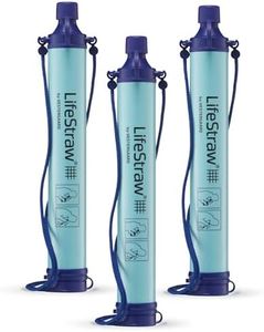 LifeStraw Personal Water Filter for Hiking, Camping, Travel, and Emergency Preparedness, 3 Pack, Blue