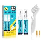 Grout Pen Dark Gary Large Size 20ml 2 Pack with 2 Replacement Nibs and 1 Cleaning Brush, Grout Shine Paint Grout Whitener Coating Touch Up Repair Marker - Restore and Renew Grout Line Tile Gap