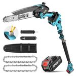 Seesii PS810 2-in-1 Cordless Pole Saw & Mini Chainsaw, 8-inch Electric Saw Brushless with 1 * 4.0Ah Battery, 16-Foot MAX, Chain Saw with Extension Pole for Wood Cutting Trimming Branch