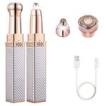 Ap Enterprises Pava 2 In 1 Portable Premium Chargeable Electric Eyebrow Trimmer For Women,Epilator,Facial Hair Remover For Women,Face,Lips,Nose Hair Removal With Light (Rose Gold- Silver- Black Color)