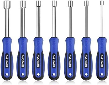 WOTAHI 7-Piece SAE Nut Driver Set - 3/16, 1/4, 5/16, 11/32, 3/8, 7/16, 1/2 Inch Hex Nut Driver Set, 3.5 Inch (1 Inch Hollow, 2.5 Inch Solid) Shaft Nut Driver