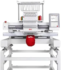BAi Industrial Embroidery Machine Vision V22, Multi Needles Computerized Embroidery Machine for Hat,15.7"x19.7" Embroidery Area,15 Needles Tubular Structure Stable Cap Embroidery Machine