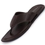 FAUSTO FST KI-9950 BROWN-40 Men's Brown Indoor & Outdoor Thong Slippers (6 UK)