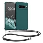 kwmobile Crossbody Case Compatible with Google Pixel 8 Pro Case - TPU Silicone Cover with Strap - Petrol