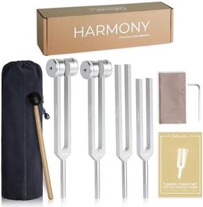 Tuning Forks for Healing Set (128Hz, 136.1Hz, 256Hz, 384Hz) - Weighted & Unweighted Tuning Forks with Reflex Hammer - Chakra Sound Therapy Instruments with a Bag, Healing Gifts for Women & Meditation