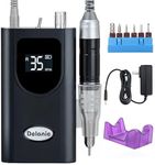 Delanie Professional Nail Drill Machine 35000 RPM, Portable Nail Drill for Acrylic Nail Gel Nail, Rechargeable Electric Nail File Efile Nail Drill, Home and Salon Use Nail Tool (Black)