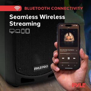 Pyle Bluetooth Karaoke PA Speaker – Portable Wireless Mic, USB/SD, Black