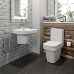 Affine Bathroom Cloakroom Suite Toilet Close Coupled WC Basin Sink Semi Pedestal White