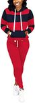 Nimsruc Two Piece Outfits For Women Jogging Suits Casual Tracksuit, J Big Red Navy Blue, Small