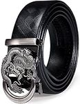 Barry.Wang Dragon Belt for Men Genuine Leather with Automatic Buckle Black Business Belt Gift Novelty