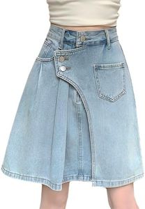 kakarin choyx Fashion Women's Denim Mini Skirt Y2K Casual Vintage A Line High Waist Irregular Splicing Jean Skirt S