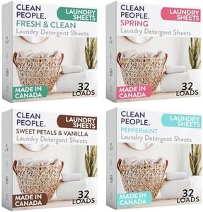 Clean People Laundry Detergent Sheets- Recyclable Packaging, Hypoallergenic, Stain Fighting, Works with All Machines including HE (128 Count, Variety Pack)
