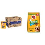 Pedigree Wet Food for Adult Dogs, Grilled Liver Chunks Flavour in Gravy with Vegetables, 30 Pouches (30 X 70 g)&Pedigree Biscrok Biscuit Treats for Dogs (Above 4 Months), Chicken Flavour, 500g Pack