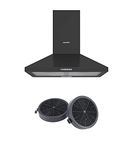 COMFEE' 60 cm Chimney Cooker Hood PYRA17B-60 Stainless Steel Extractor Hood with LED and Recirculating & Ducting System Wall Mounted Range Hood with Recirculating Carbon Charcoal Filter CF04