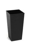 Gordanluk, Tall plastic flowerpot, Textured Flowerpot with internal riser, plant pots indoor, garden planters (Black, 30 x 30 x 57cm)