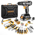 Cordless Drill Tool Kit Set: DEKO 20V Power Drill Tool Box with Battery Electric Drill Driver for Men Home Hand Repair Basic Toolbox Tools Sets Drills Case,186 Pieces