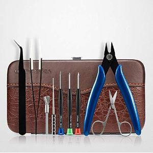 DIY tool kit set for Home Repairs,9 in 1 Coil Building Tool Kit Including Scissors, Screwdriver, Ceramic Tweezers with Leather case