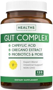 Caprylic Acid, Oregano Oil & Probiotics - Gut Complex (120 Capsules) Vegetarian & Non-GMO Supplement (No Pills)