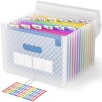 ABC life Accordian File Folder Organizer Letter Size Expanding File Folder 13 Pockets, A4 Portable Document Paper School Organizer, Expandable Multicolor Accordion Filing Folders with Labels(Blue)