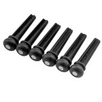 Musiclily Slotted Ebony Acoustic Guitar Bridge Pins, Black with 3mm White Pearl Shell Dot(6 Pieces)