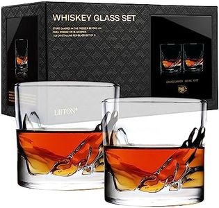 LIITON Grand Canyon Crystal Bourbon Whiskey Glasses Gift Set of 2, Heavy Freezable Old Fashioned Cocktail Snifter Glass Tumbler, Premium Luxury Gift for Men, Groomsman, 10 oz