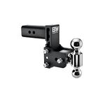 B&W Trailer Hitches Tow & Stow Adjustable Trailer Hitch Ball Mount - Fits 2.5" Receiver, Dual Ball (2" x 2-5/16"), 5" Drop, 18,000 GTW - TS20037B
