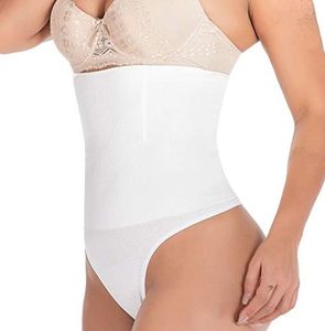 SAYFUT Tummy Control Thong Shapewear for Women 328 Waist Cincher Girdle Slimmer Sexy Thong Panty Shapewear White