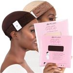 MILANO COLLECTION Wig Grip Cap for Women, Adjustable Wig Cap with Headband, Non-Slip Wig Gripper to Keep Wigs Lace Front In Place, 2 Pack, Chocolate Brown + Tan