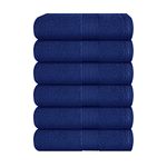 Belizzi Home Ultra Soft 6-Piece Hand Towel Set 16x28-100% Ringspun Cotton - Durable & Highly Absorbent Hand Towels - Ideal for use in Bathroom, Kitchen, Gym, Spa & General Cleaning - Navy Blue