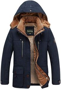 Tanming Men's Thicken Warm Winter Coat Mountain Ski Snowboard Jacket Hooded Parkas, Dark Blue-lt, Large