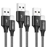 RAVIAD iPhone Charger Cable 3Pack 1M/3.3FT [MFi Certified] Nylon Braided Lightning Cable Fast Charging&Sync iPhone Charger for iPhone 14 13 12 11 Pro Max X XS XR 10 8 8 7 Plus 6 6s 5s 5 SE 2020, Black