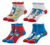 Sega Sonic The Hedgehog Youth Ankle Socks 4 PAIRS, Multi, One Size