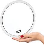 20X Magnifying Mirror with Suction Cups - 6 Inch - Perfect for Makeup Mirror - Tweezing - Blackhead and Blemish Removal - Pluck Eyebrows - Great for Home & Travel - See Details Clearly