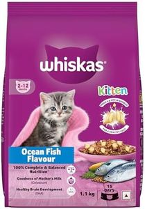 Whiskas Junior Mother Cat & Kitten (2-12 Months) Dry Cat Food, Ocean Fish Flavour, 1.1 kg, Contains 41 Essential Nutrients, Complete & Balanced Nutrition for Mother Cats & Kittens