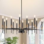 Black Chandelier, Chandeliers for Dining Room 14-Light Dining Room Chandelier Black and Gold Chandelier Modern Chandelier for Living Room Farmhouse Chandelier Kitchen Large Chandelier