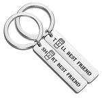 FEELMEM Best Friend Gift Short and Tall Best Friends Matching Keychain BFF Friendship Jewelry Gift (silver)